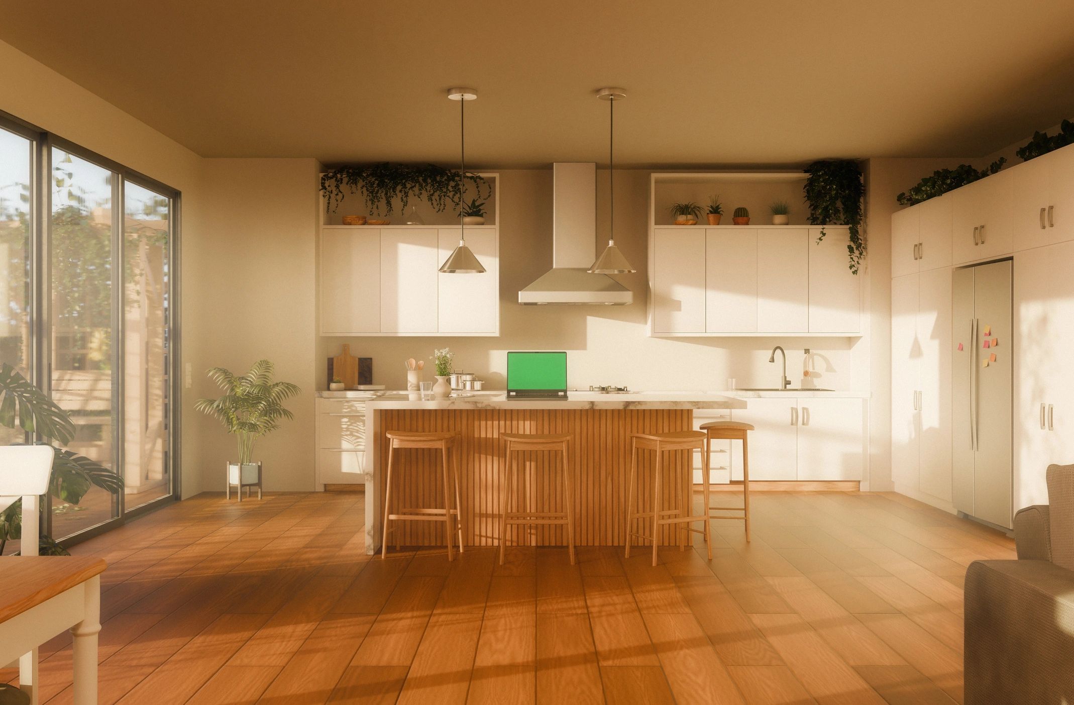 Kitchen interior with hardwood-style flooring for an Oahu remodel