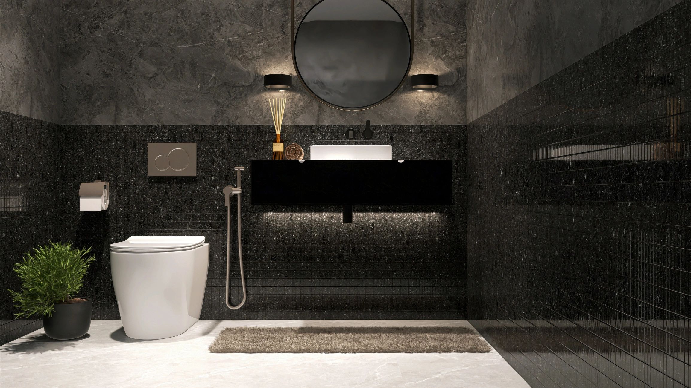 Modern shower panel display