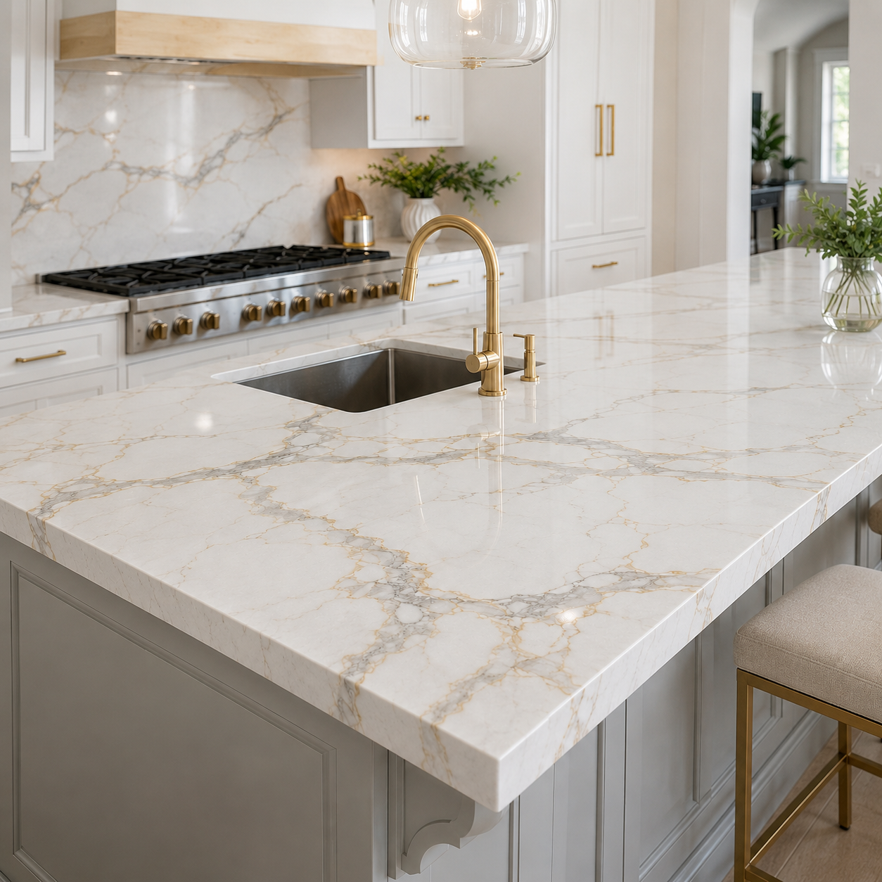 Shaker style white kitchen cabinets