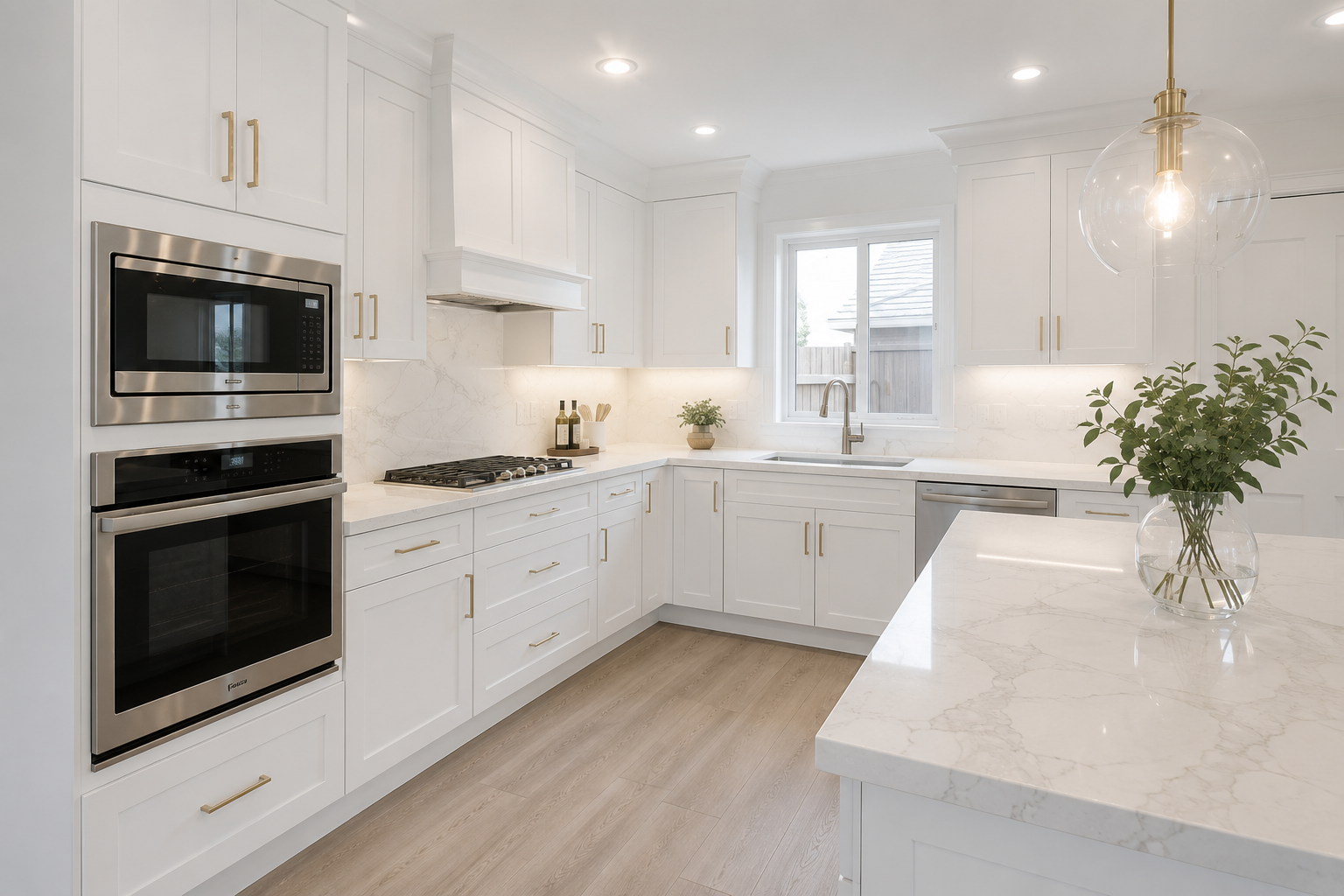 White shaker kitchen cabinet display