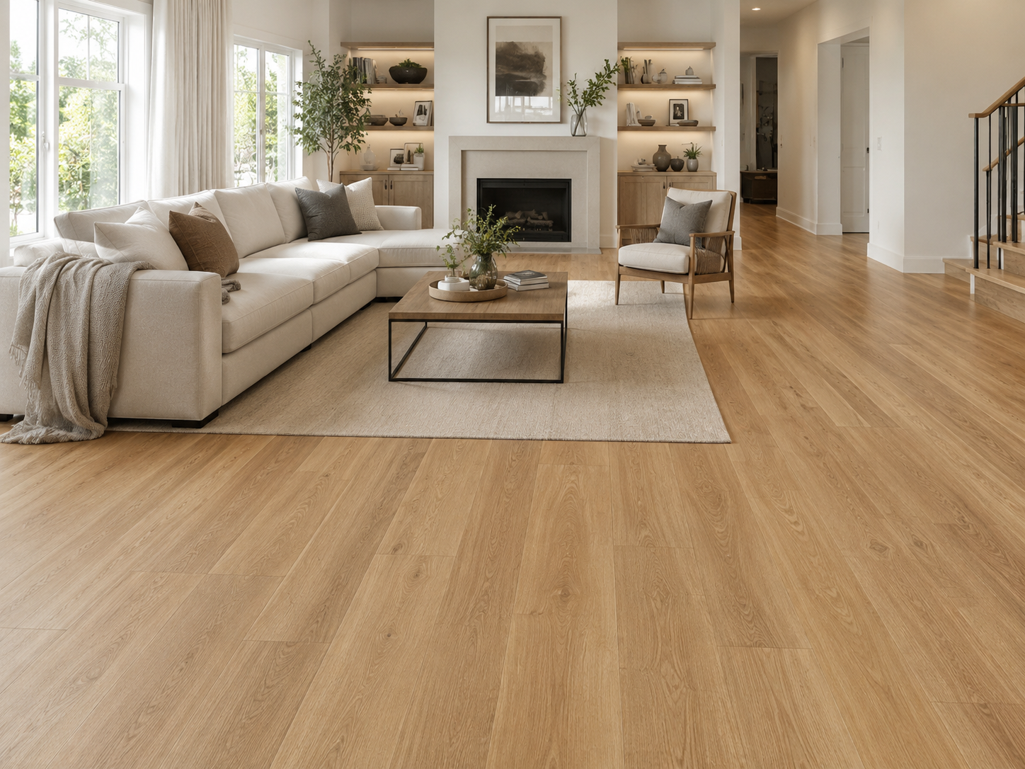 Luxury vinyl plank flooring in a modern Hawaii home